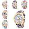 Elegant Women's Quartz Watch With Rose Floral Design And Sparkling Rhinestones