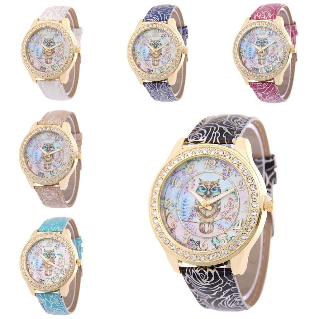 Elegant Women's Quartz Watch With Rose Floral Design And Sparkling Rhinestones