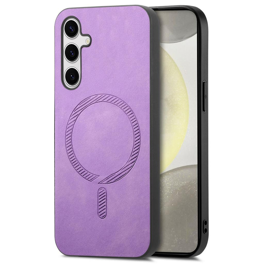 For Samsung Galaxy S24+ Leather Back Magnetic Case Skin-Touch Phone Cover