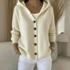 European & American Knit Hooded Cardigan - 2025 Autumn/Winter Women's Fashion, Solid Color Casual Style