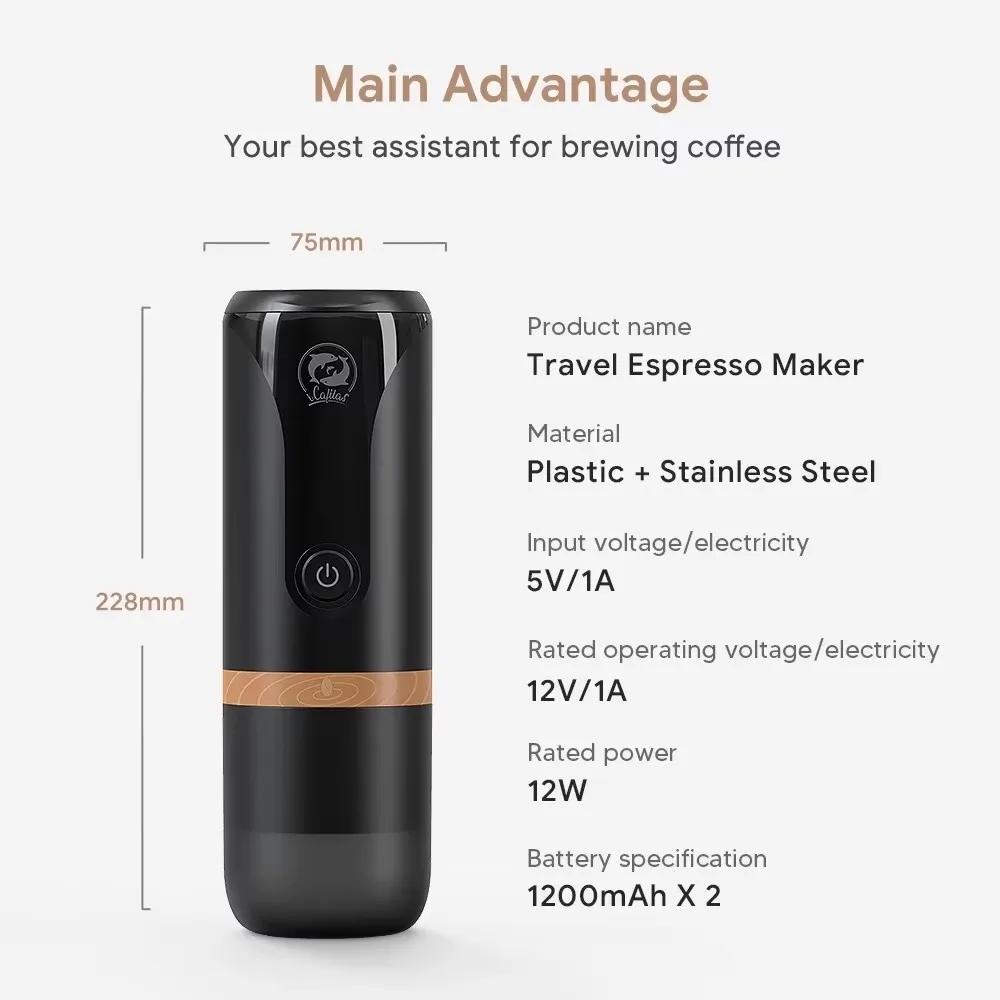 Neue tragbare Nespresso Kaffeemaschine Espresso Wiederaufladbare Kaffeemaschine Outdoor Reise Eingebaute Batterie Extraktion Pulver & Kapsu