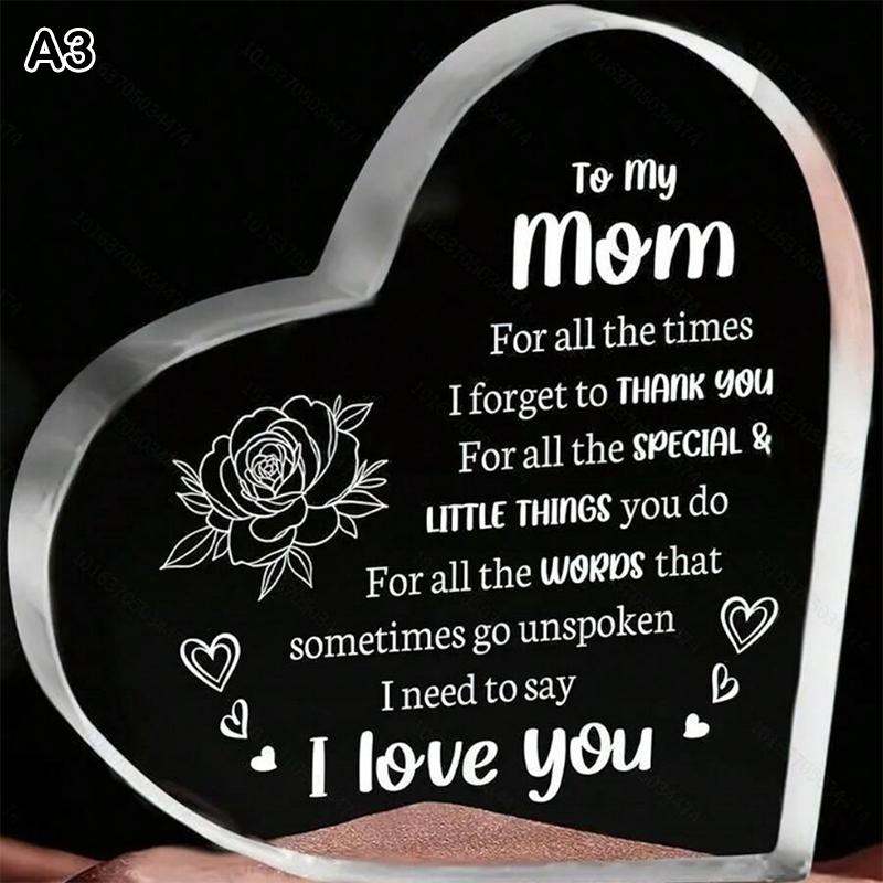 Mom Acrylic Heart Sign Mother'S Day Plaque Ornament Grateful Gift Desk/Table Decor For Mom Holiday Mother Birthday