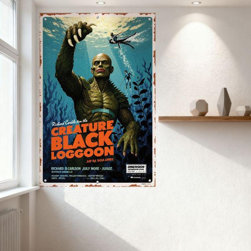 Vintage Creature from the Black Lagoon Metal Tin Sign Horror Movie Poster Decor for Man Cave Bar Cafe Home Wall Decoration