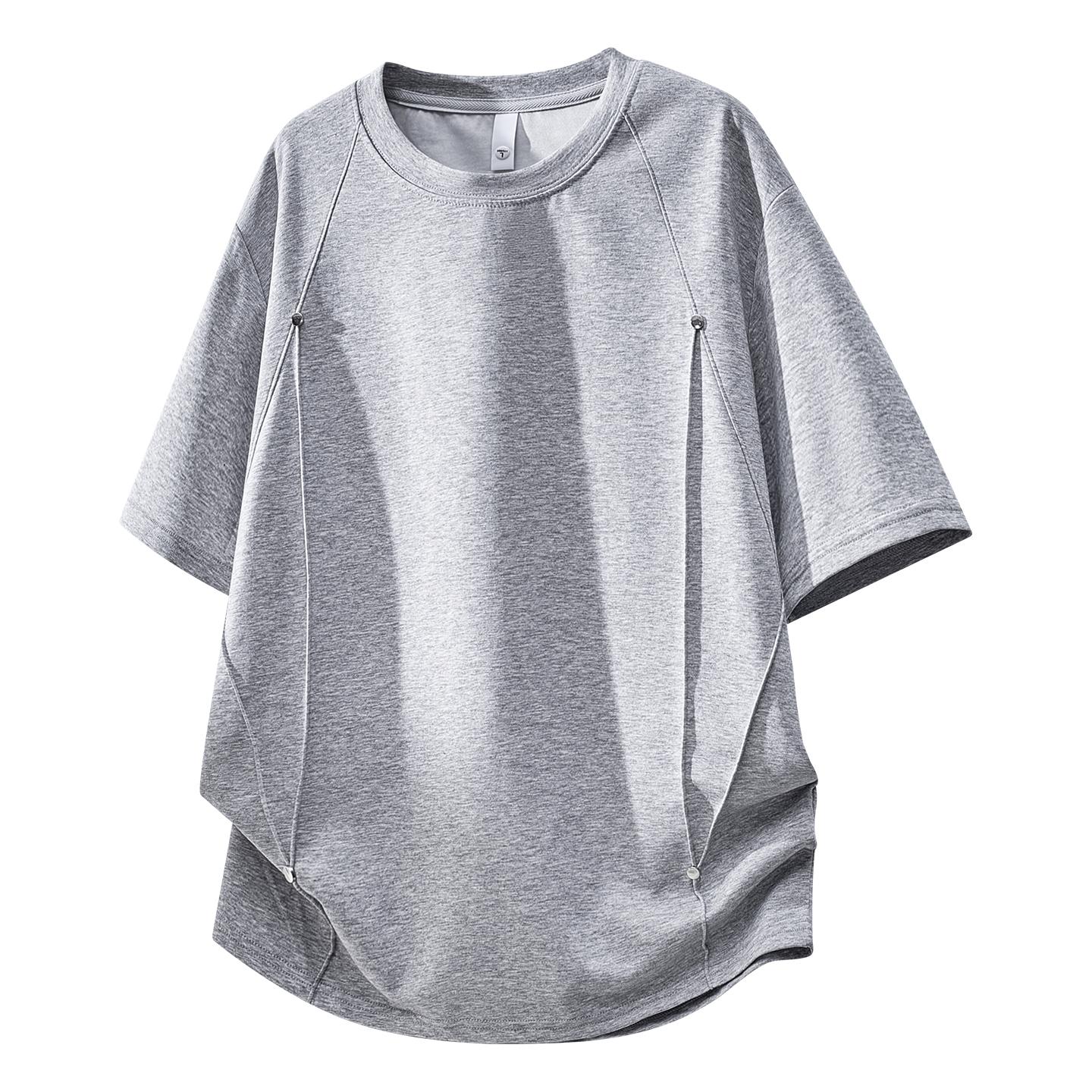

Three-dimensional Men s Large Size Short-sleeved T-shirt, Loose Casual T-shirt 2XL серый