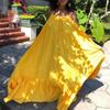 Maxi Dress Backless Casual Floor-length Solid Color Big Swing Strap Pocket Sling Dress for Beach