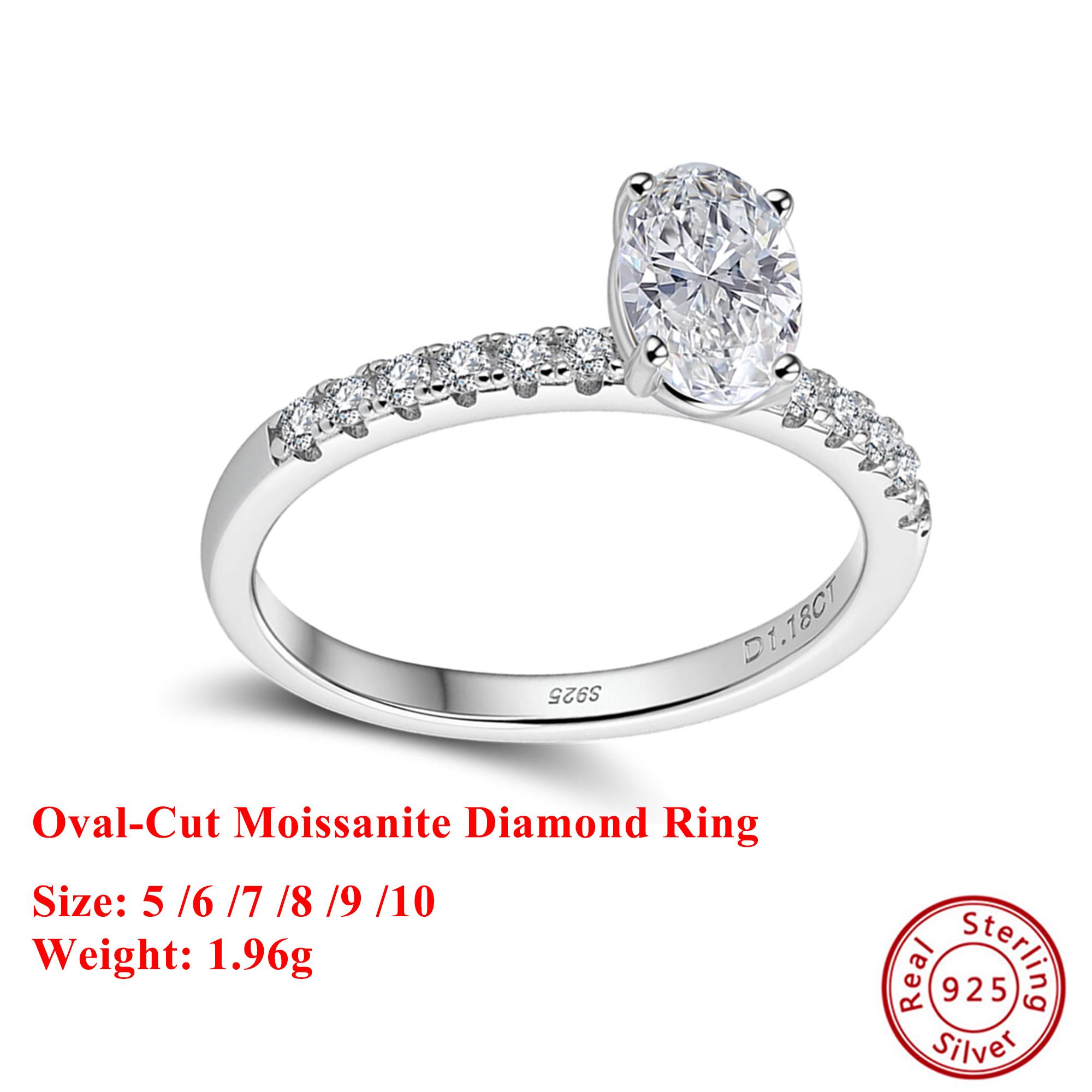 

Effie Queen 925 Solid Sterling Silver Oval-Cut Moissanite Ring Banquet Jewelry for Women, Men Wedding Party Banquet Gift MOR10 5&0.5ct-Moissanite серебряный