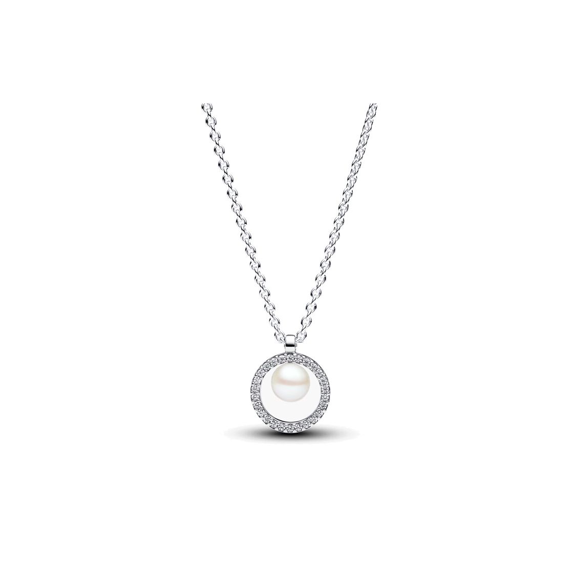 Pandora Round Pendant 925 Silver Freshwater Pearl Cubic Zirconia Necklace Women necklace 393165C01 Default Packaging