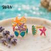 Layered Ring Set 4Pcs/Set Ocean Series Set, Multiple Styles Starfish Shell Design Versatile Finger Ring, Alloy Adjustable Stacking Rings for