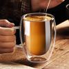 Tasse à lait pour boisson froide avec poignée Verre à double paroi résistant aux hautes températures avec poignée Tasse à café transparente isolante thermiquement pour la maison