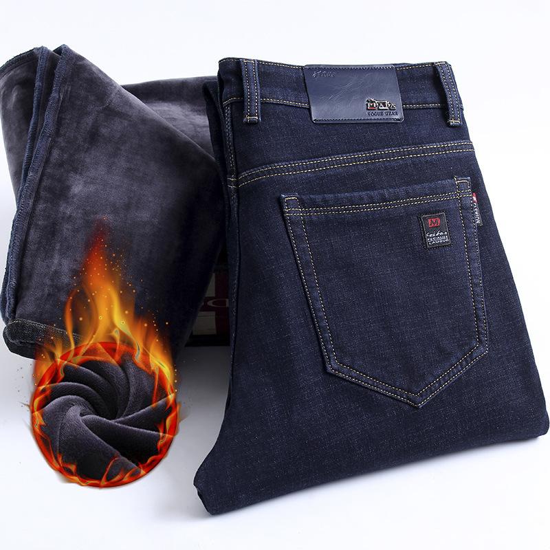 Gepolsterte Jeans Herren Herbst und Winter Modelle verdickt warme gerade lose externe lässige Baumwolle Winterhose männlich