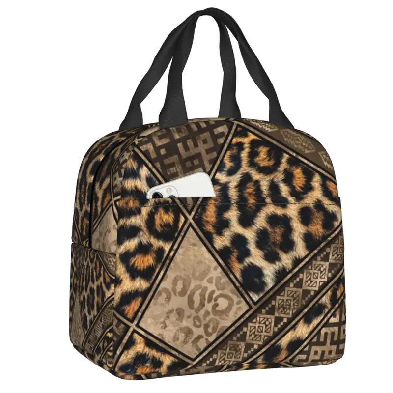 Purple And Pink Leopard Seamless Thermal Insulated Lunch Bag Animal Cheetah Resuable Lunch Container for School Food Box