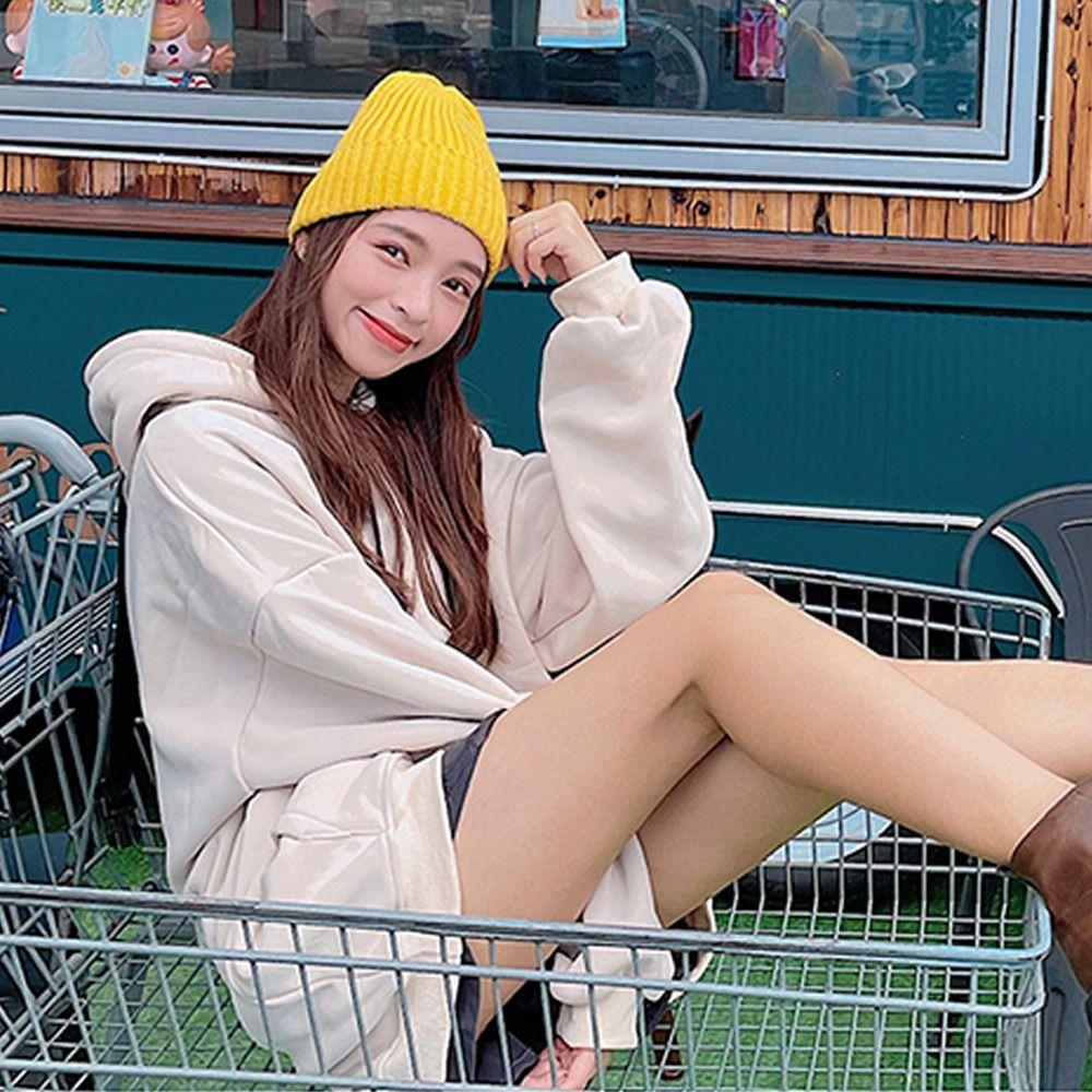 Thick Woolen Hat Soft Slouchy Bonnet Fashion Knitted Cap  for Men Women
