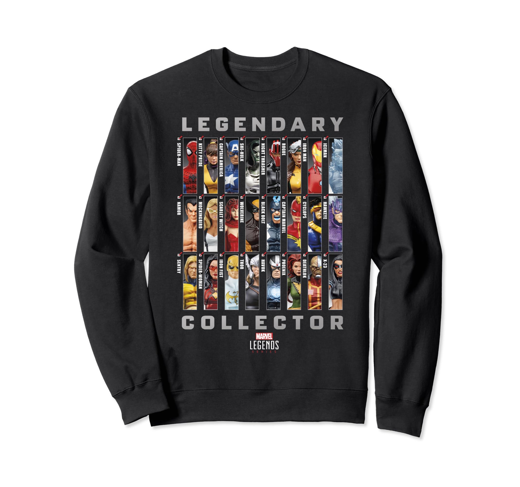 

Marvel Legends Series Legendary Collector s Checklist Sweatshirt