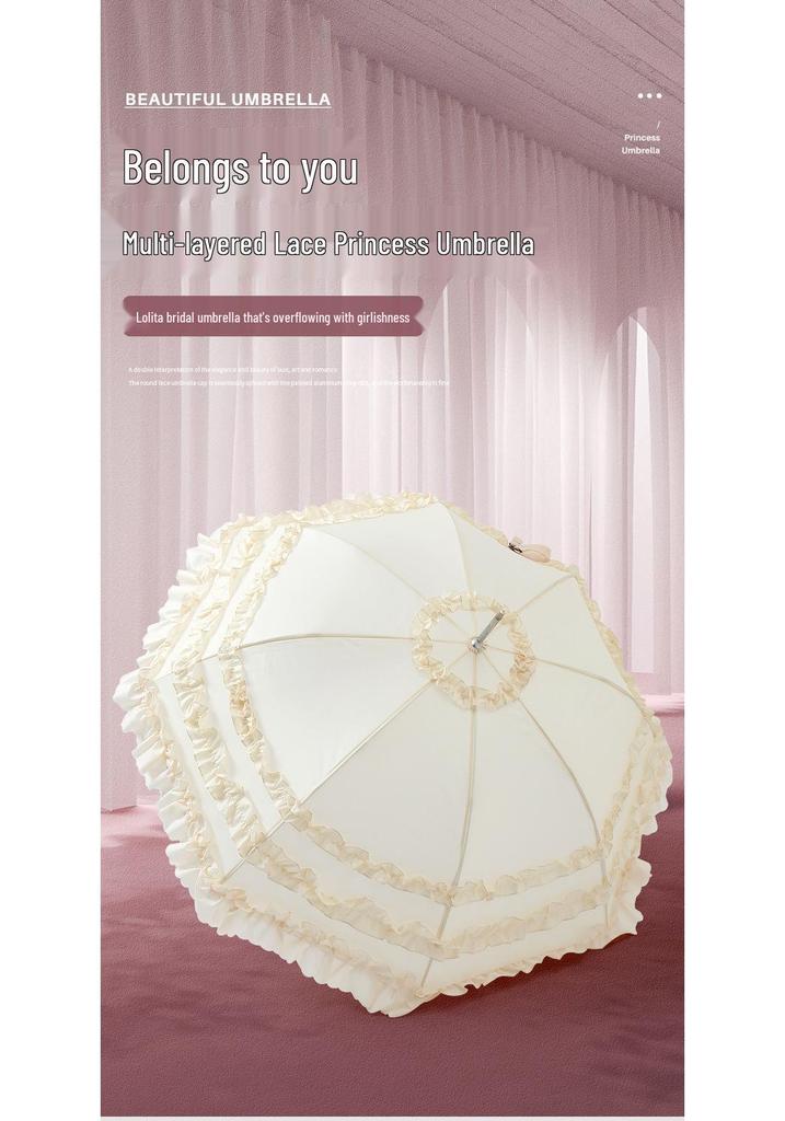 Lolita Princess Retro Lace Sun Protection Cosplay Parasol for Women