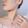 Huamei Schmuck Neues Set Ring Ohrnagel Halskette Simulation Paraiba Smaragd Damenmode