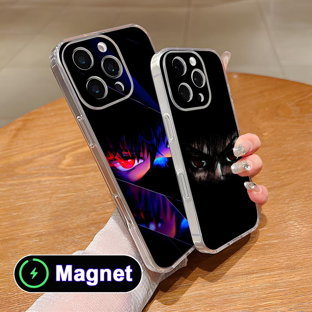 Anime Eyes Phone Case for iPhone 17 16 15 14 13 12 11 Air Pro Max Plus Mini Soft TPU Clear Magsafe Cover