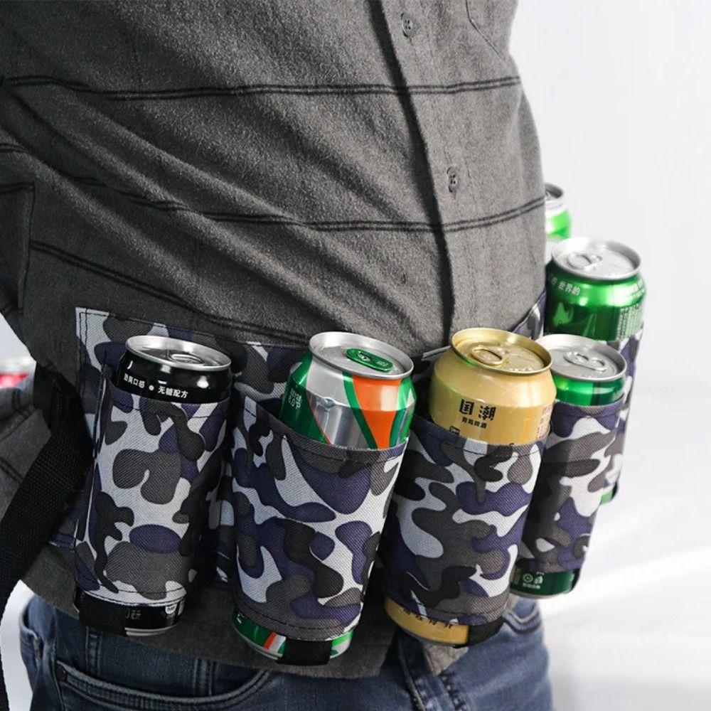 6 Cans Beer Storage Waist Bag 6 Pockets Beer Belt Holder Waist Pack  Outdoor Accessories