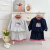 Ka You Dou Girls' Plaid Faux Two-Piece Sweatshirt & Pants Set