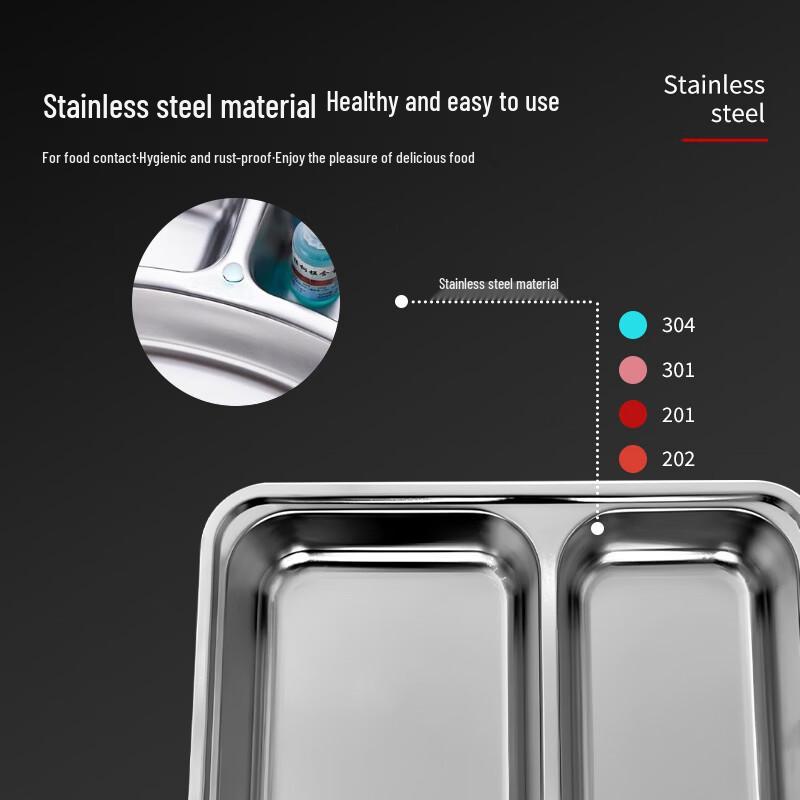Deep 316 Stainless Steel 2-Compartment Meal Tray, 10-Pack