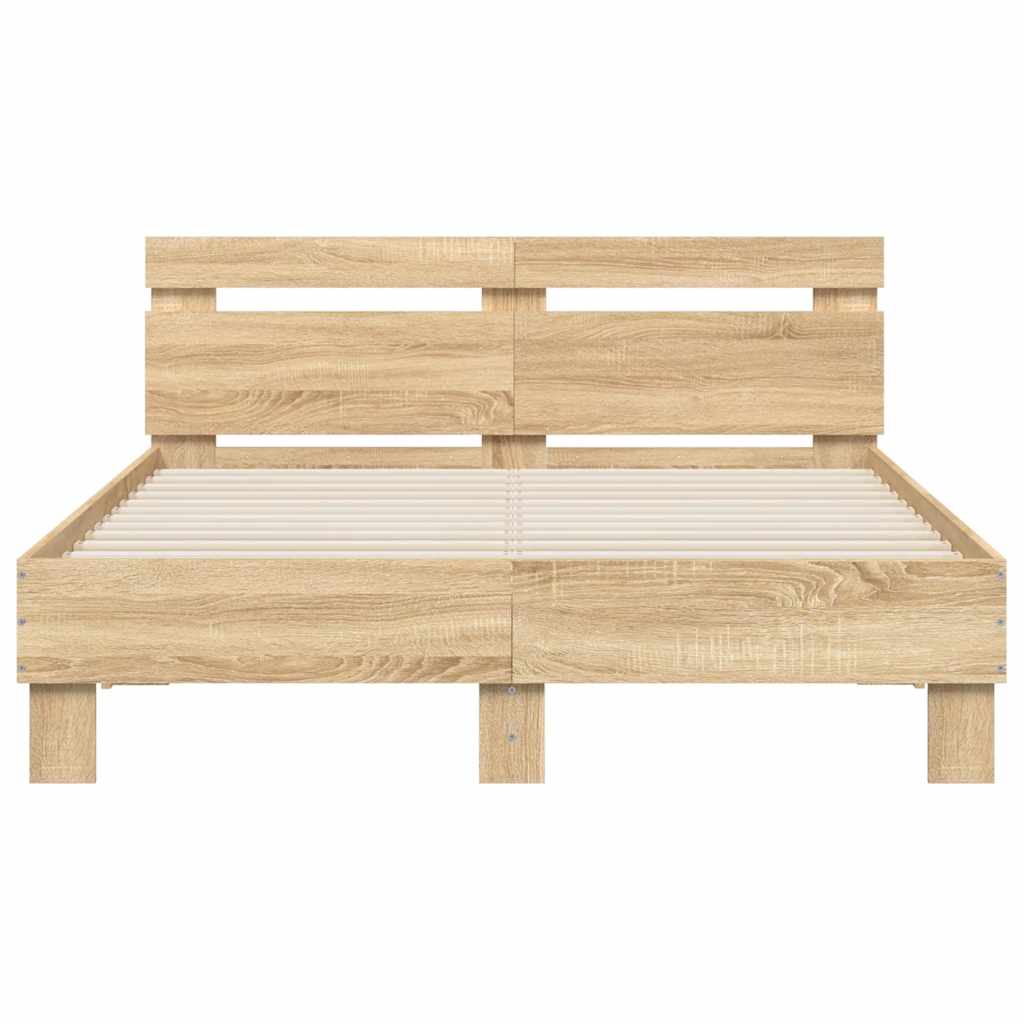 Bed Frame with Headboard Sonoma Oak Finish 120 x 200 cm Engineered Wood