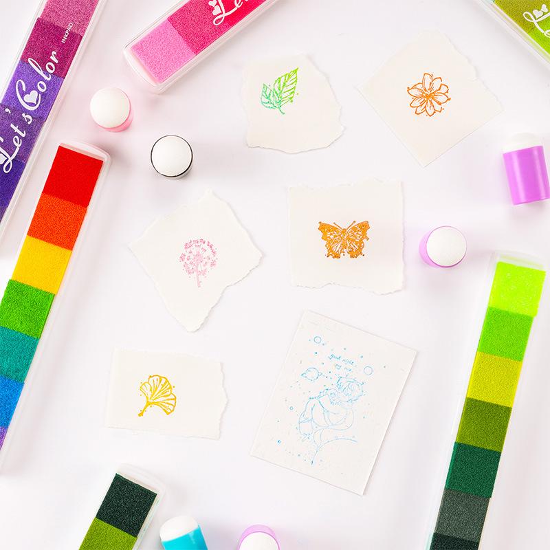 7-color Long Strip Gradient Children's Craft Ink Pads for Scrapbooking Journal Coloring Stamp Fun Kids DIY Fingerprint Painting