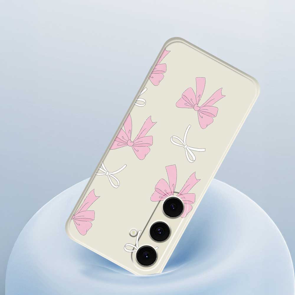 For Samsung Galaxy S25 FE Case Pink Bows Pattern Printing Straight Edge TPU Phone Back Cover