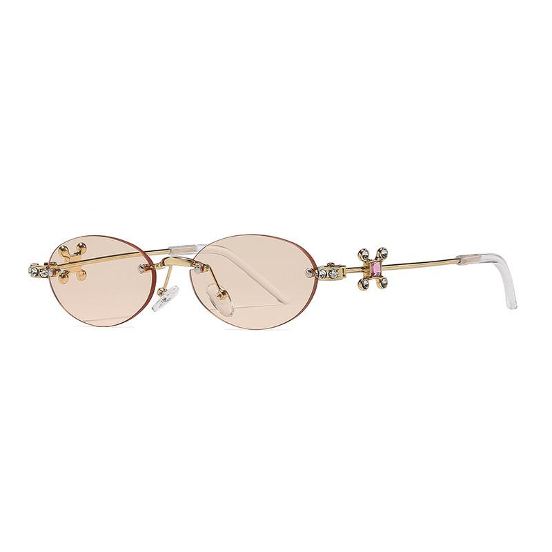 

Modern Ladies Metal Frame Sunglasses With Gradient Lenses Uv400 For Outdoor Fashion Champagne