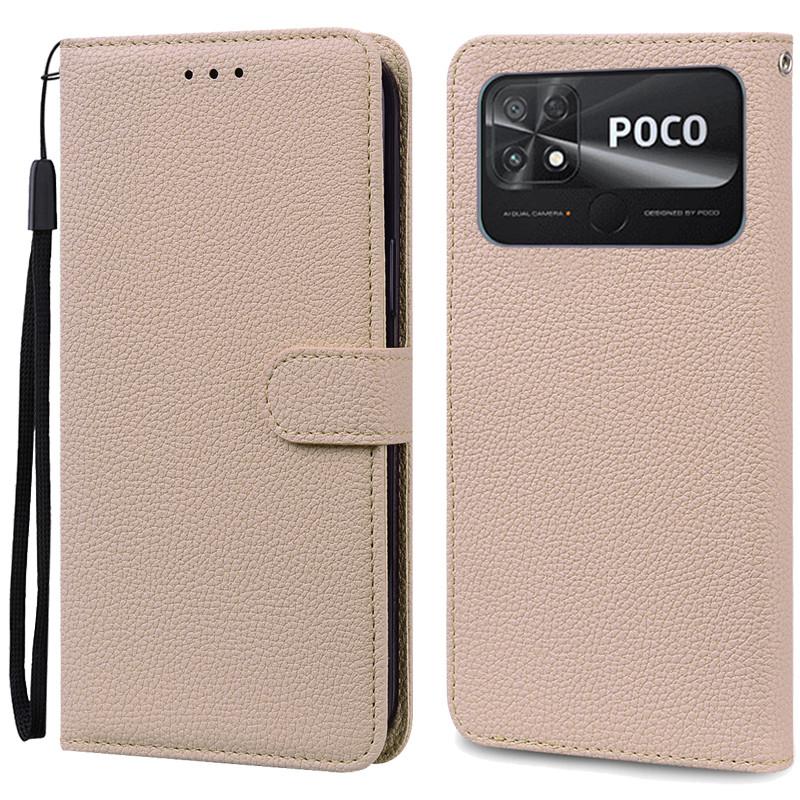 

Чохол POCO C40 Шкіряний Гаманець Чохол-книжка Для Чохол POCO C40 Xiaomi POCO C40 C 40 PocoC40 Чохол для телефону Coque Fundas Etui Shell For POCO C40 бежевий