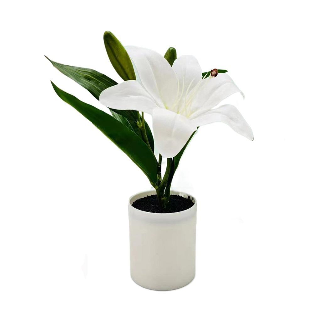 Lifelike Multicolor Lilies Artificial Flower Potted Photo Props Elegant Faux Bonsai Plastic Fake Flower Party Supplies