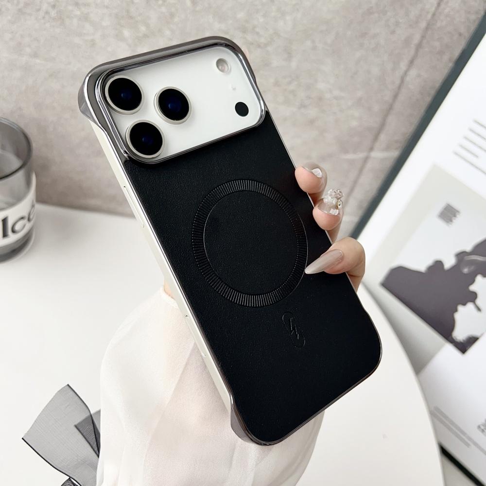 Plating Frameless Matte Leather Magnetic Case For For Iphone 17 Pro Max 16 13 14 15 Plus For Magsafe Thin Heat Hissipation Cover