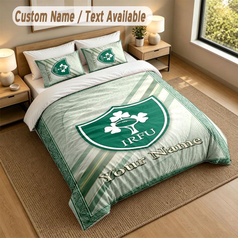 Bedding Set 1 Duvet Cover 2 Pillowcases Ireland Rugby Print Soft Bed Linen Bedroom Decor