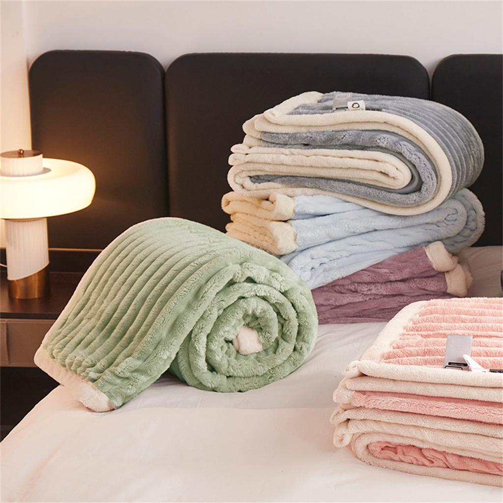 Plush Double Layer Fleece Throw Blanket Soft Warm Cozy Lightweight 150x200cm Suitable for Home Office Travel Use