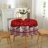 Christmas Round Tablecloth Waterproof Creative Printed Home Decor for Living Room Dining Table