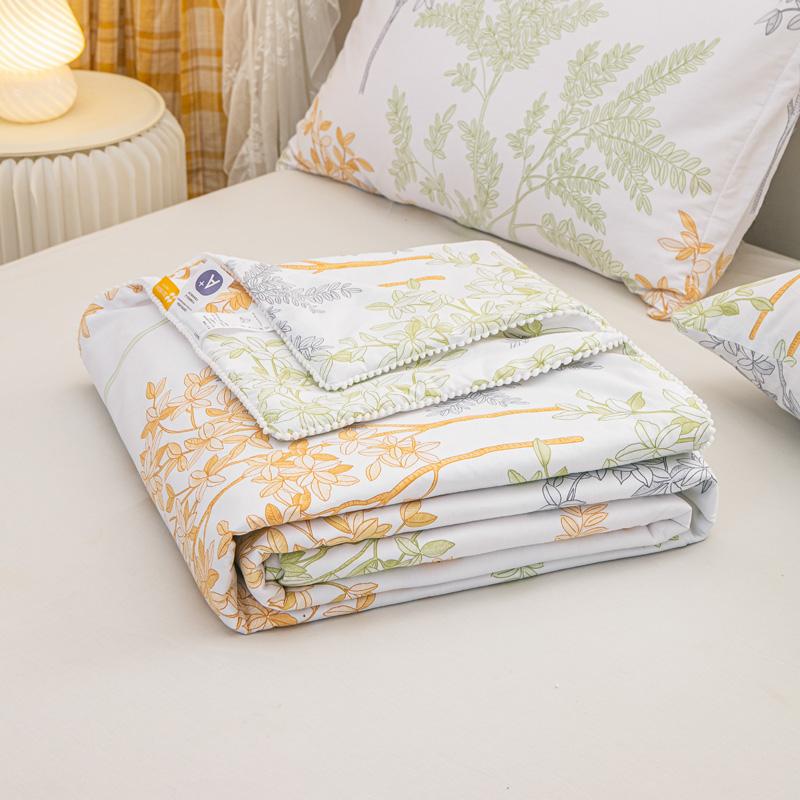 Botanical Leaves Summer Quilt Modern Simple 100% Cotton Air Conditioning Quilted Quilt Home Sofa Travel Camping Thin Blanket