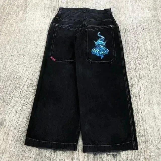 JNCO Jeans Vintage Hip Hop Loose Jeans Men's Gothic High Waist Wide Legs Pants Streetwear