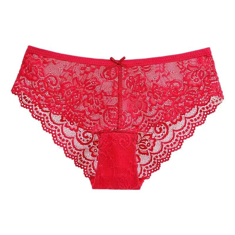 1 Pc/ Lot ! Lace Panties Underwear for Women Sexy Lingerie Transparent Hollow Out Briefs Solid Color Ladies Underpants S-XXL