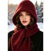 Meier Knitted hooded, scarf integrated hat, autumn and winter warm ear protection pullover hat, unisex thickened