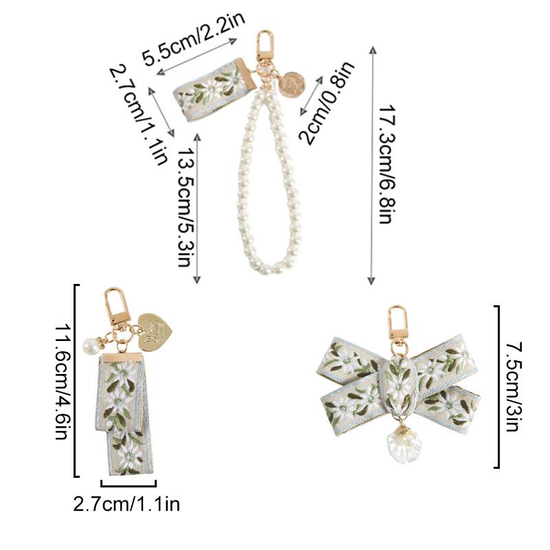 1pc Elegant Fashion New Keychain Keyrings Leaf Pattern Bag Charms Wallets Decor Fabric