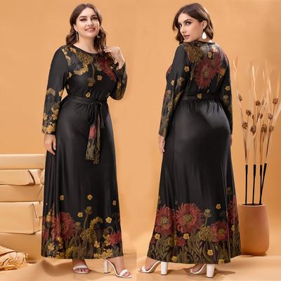 Robe élégante en tricot à manches longues pour femme grande taille