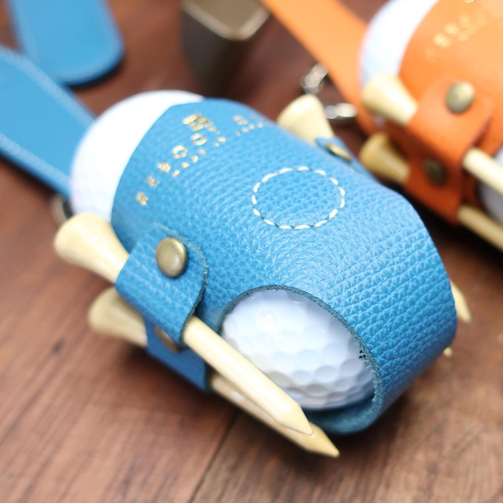 Golf ball case holder pouch ball holder leather genuine leather made in Japan men women unisex REBOOT GOLF (Italy Blue)