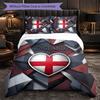 England Football Pattern 3 Pieces Bedding Set Soft Microfiber Duvet Cover with Pillow Cases for Bedroom