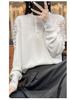 2023 Winter French Lace Mesh Button-Up Knit Top - Women's Trendy