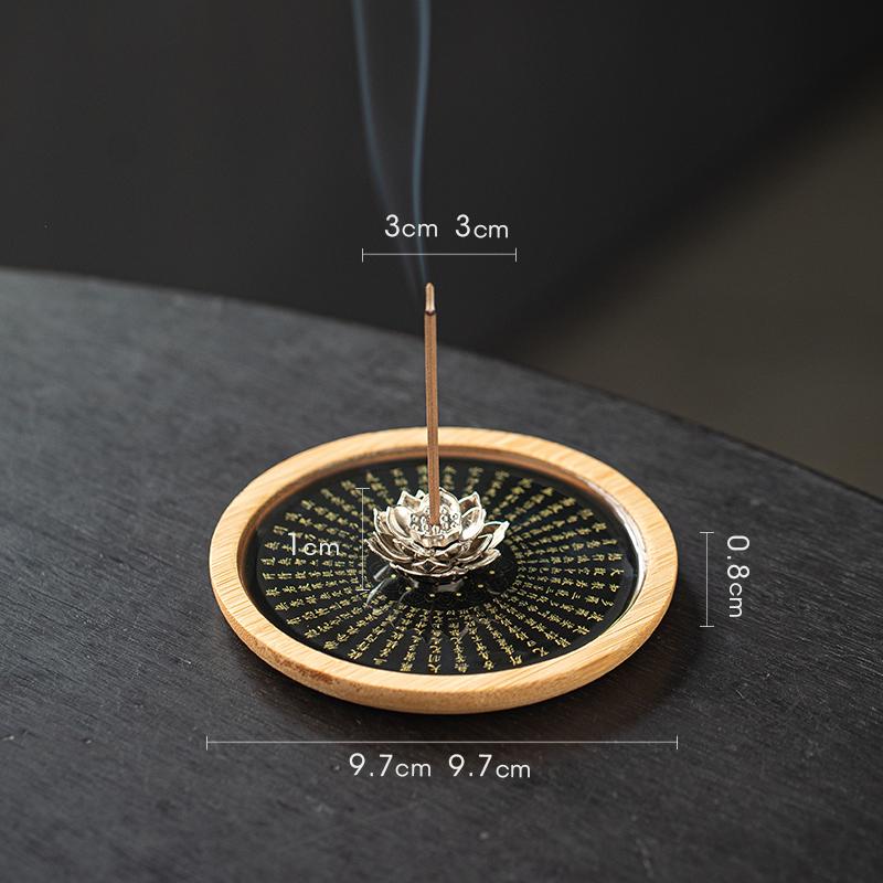 Zen Lotus Heart Sutra Incense Holder - Small Indoor Burner for Tea Ceremony and Sandalwood/Agarwood Incense