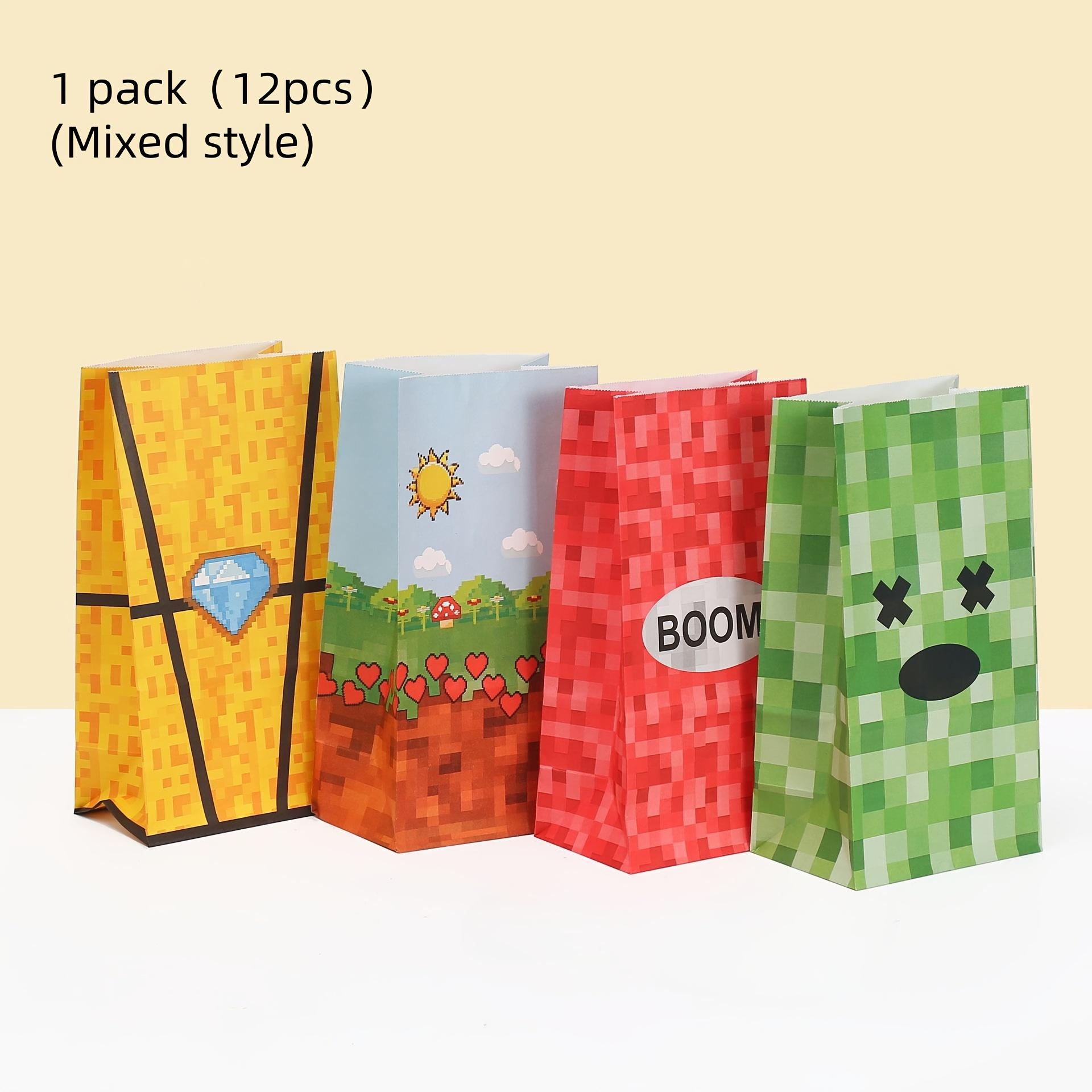 

1 пакет (12шт) Креативный и персонализированный печатный подарочный пакет, подарочный пакет в пиксельном стиле на игровую тематику с наклейками, подходит для дней рождения, праздничных вечеринок