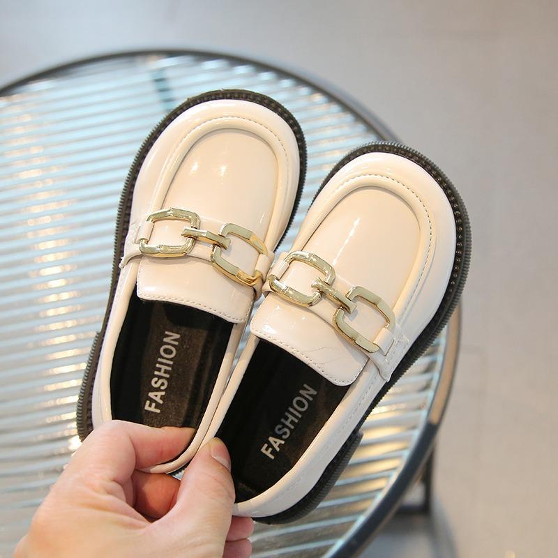 Kids Girls British Style Patent Leather Slip On Loafer Princess Casual Shoes
