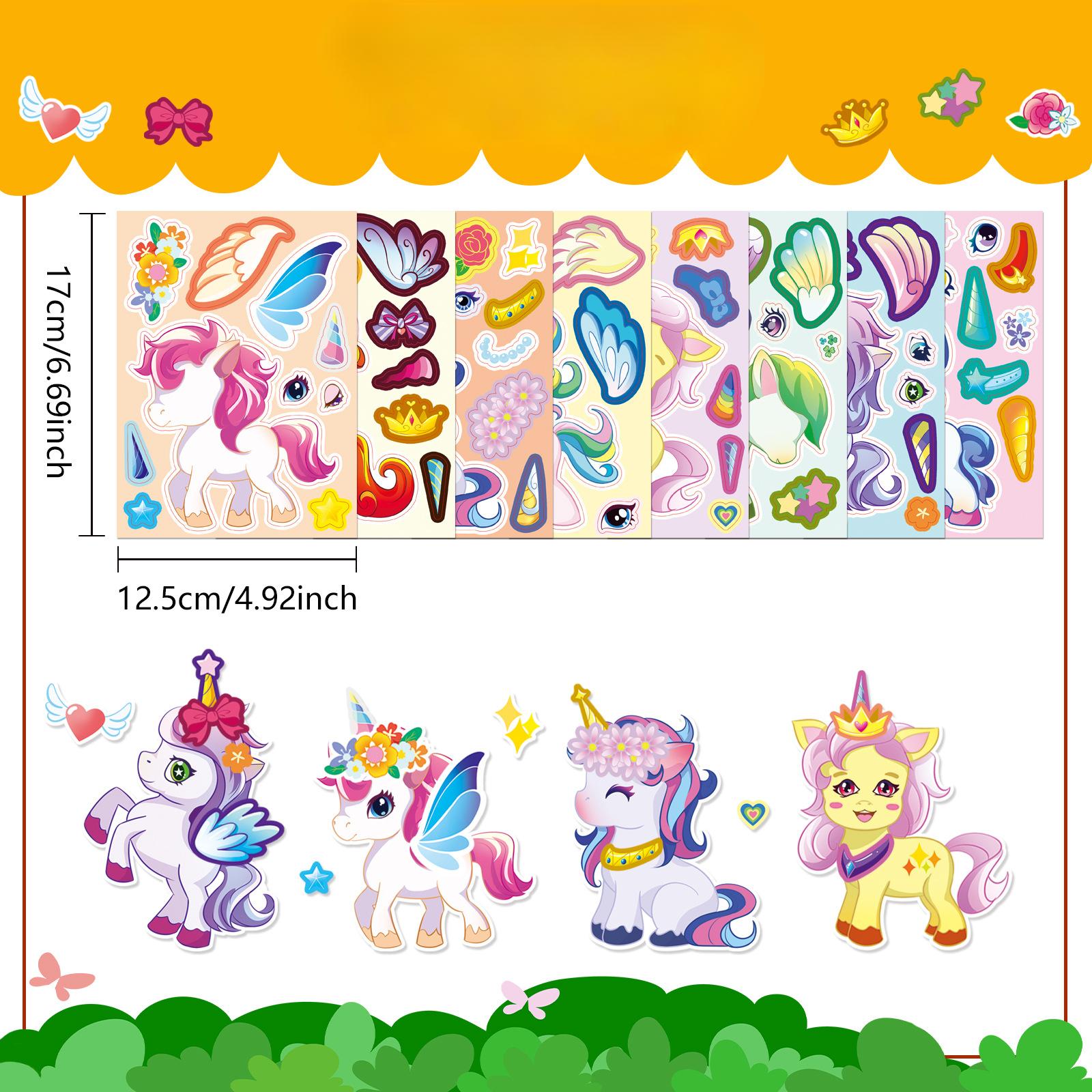 

8 Моделей/упаковка Наклейки Набор для обмена лицами единорога Мультяшные Милые Детские Детские Пазлы Раннее Обучение Пазлы Наклейки