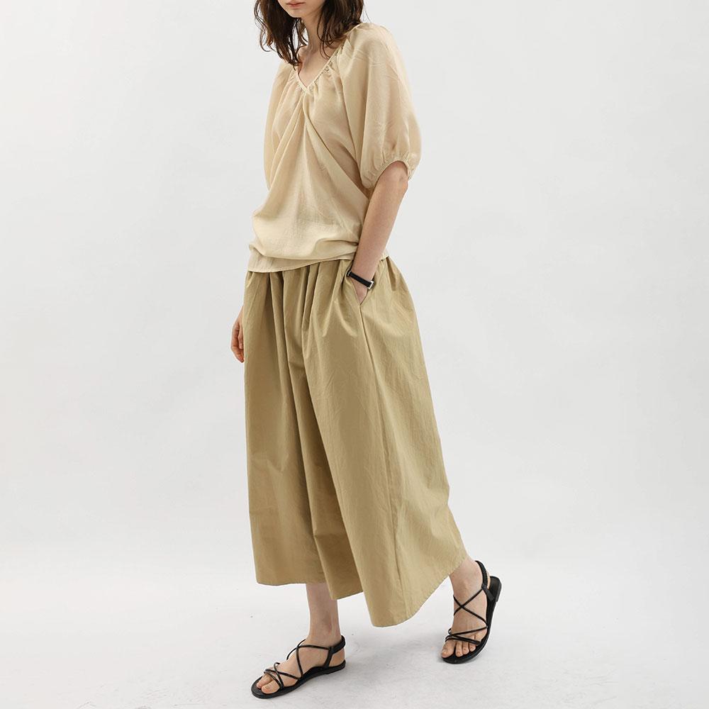 Wednesday Delight Wd_Pleated Flare Midi Skirt_Beige