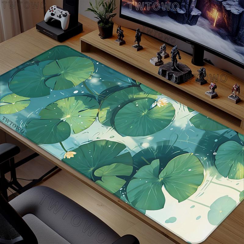 Green Lotus Leaf Mouse Pad Gaming XL Large Computer HD Mousepad XXL Mouse Mat Office Natural Rubber Soft Carpet Mice Pad