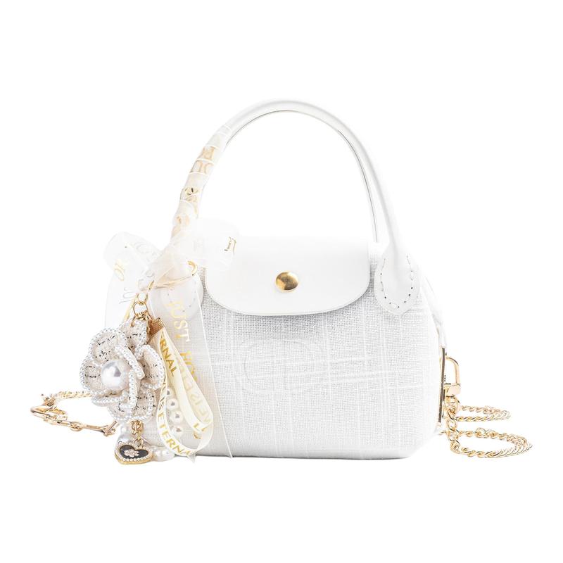 

DIOR [Customized Cosmetic Bag] Canvas White Camellia Flower Decoration French Romantic Fabric White Storage Bag