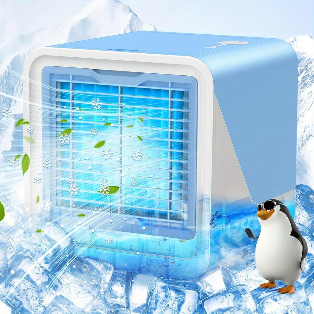 Leise & Schnell Kühlende Tragbare Klimageräte Ventilator mit 3 Geschwindigkeiten, Austauschbarem Filter & Luftbefeuchter, Kühlventilatoren, die kalte Luft blasen